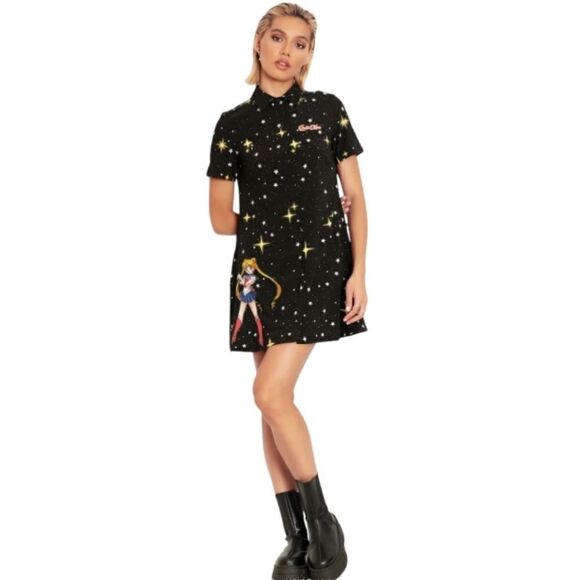 Sailor Guardians Sparkler Short  Sleeve Button Up Dress- - Picture 3 of 6